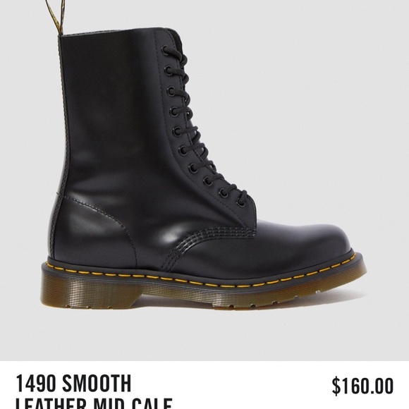 Dr. Martens Black 10 Hole 1490 Leather Boots 10 - Picture 7 of 8